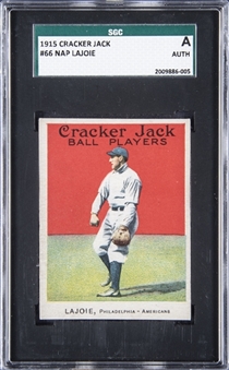 1915 Cracker Jack #66 Nap Lajoie - SGC Authentic
